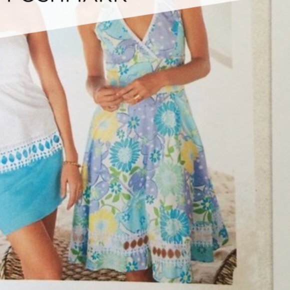 Lilly Pulitzer Dresses & Skirts - Lilly Pulitzer King Crab Willa Halter Dress sz 4 Crochet Lace Floral cotton